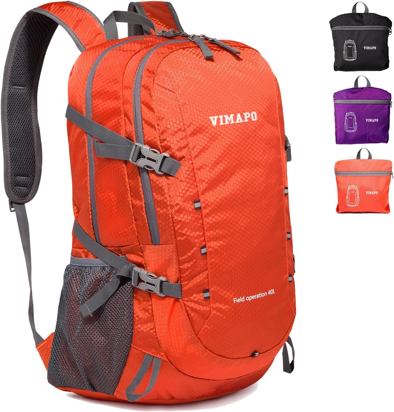 Lightweight Foldable Hiking Backpack 40L, Ripstop Nylon Packable Travel Daypack, Collapsible Backpack For Traveling Hiking Camping Touring(Orange)