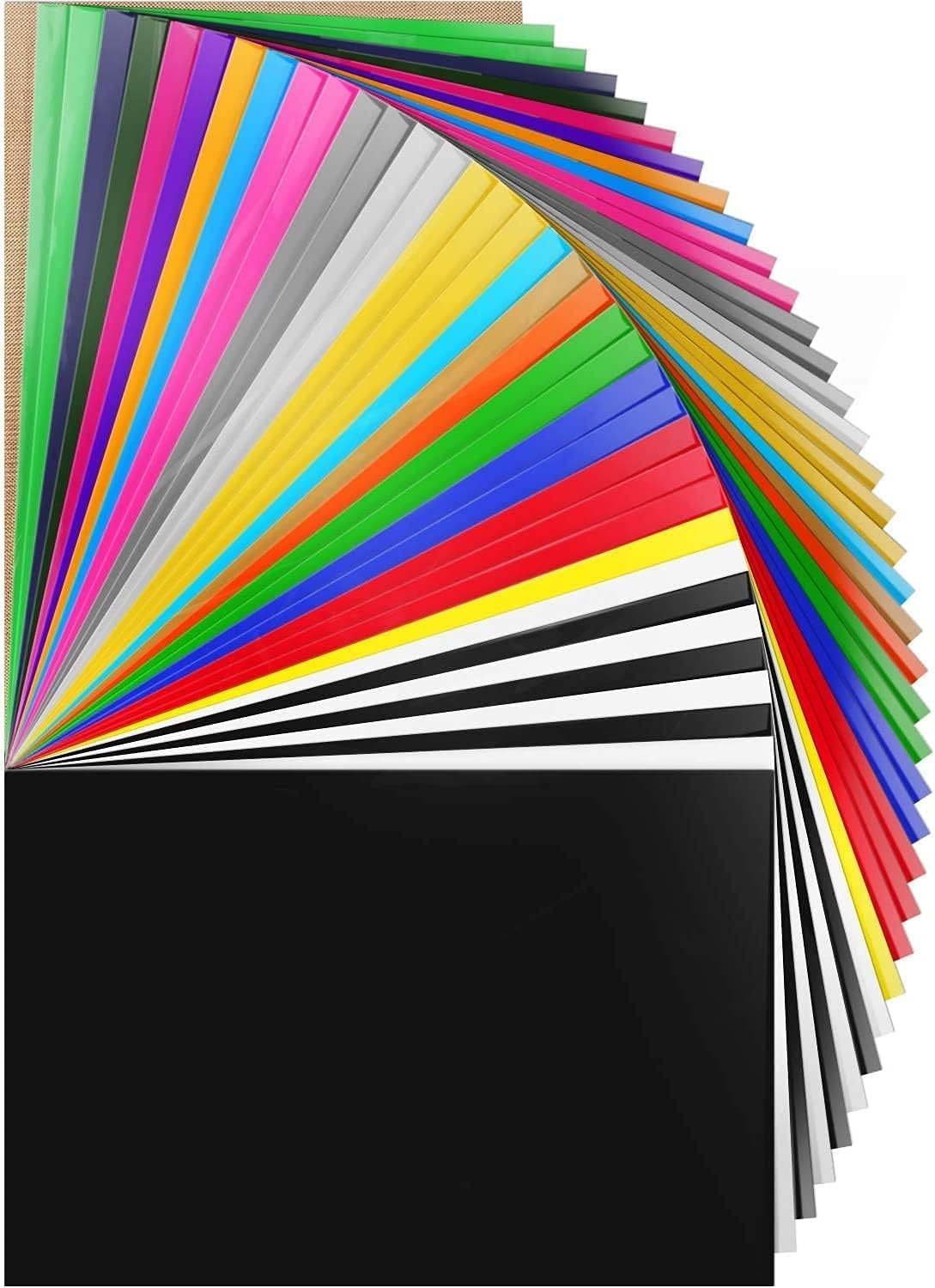 HTV Heat Transfer Vinyl Bundle 37Pack 12″ x 10″ Vinyl Sheets,Iron On Vinyl for Cricut & Heat Press Machine,More Than 20 Assorted Colors for DIY Fabrics T-Shirts