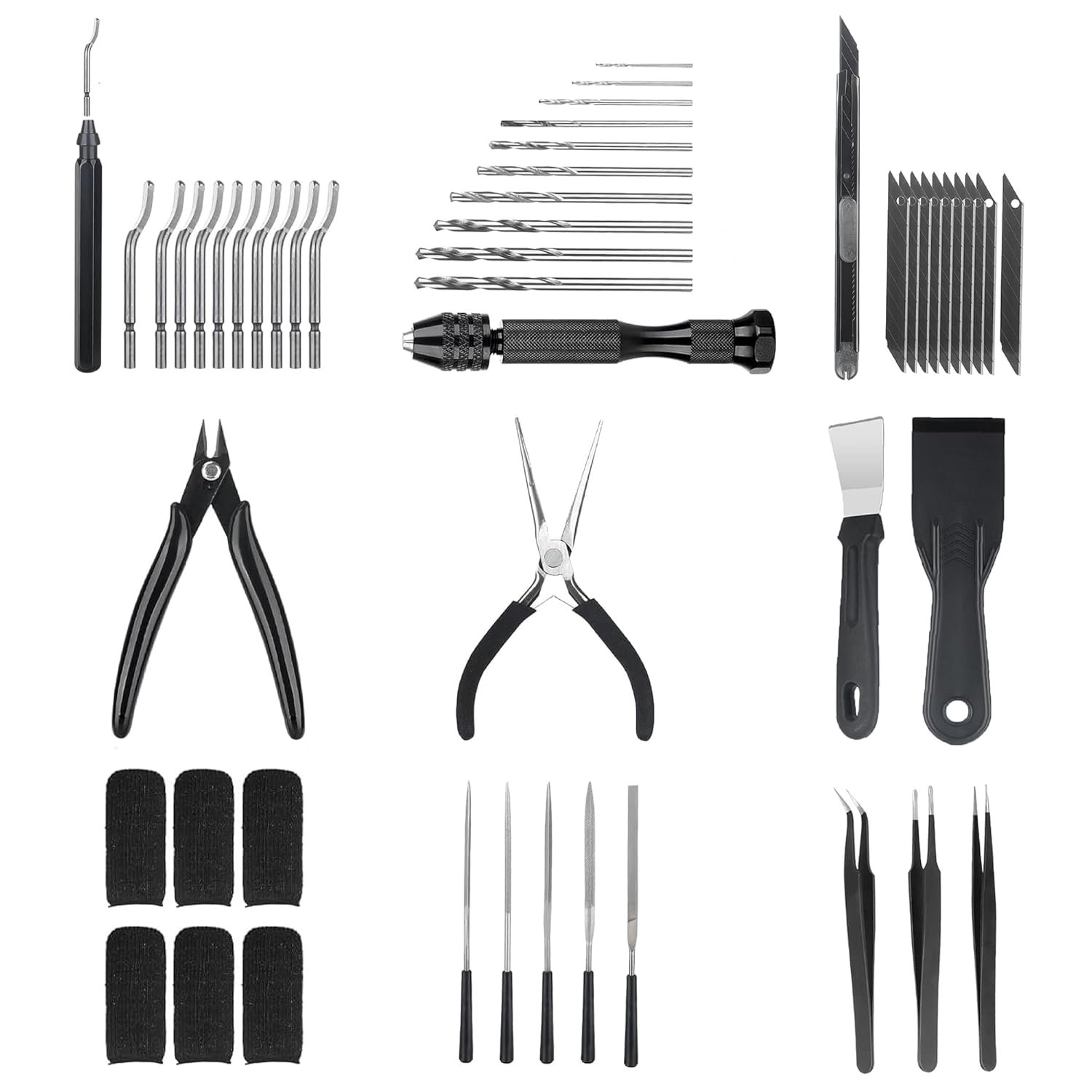 3D Printer Tools Kit Essential, 3D Printing Tools Kit, 3D Printer Accessories with 50Pcs (Deburring Tool, Wire Cutter, Drill, Scraper..) for Remove, Smoothing, Finishing, Deburring, Craving, Drilling