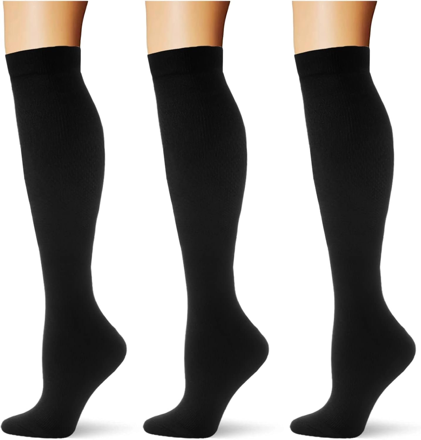 (3 pairs) Compression Socks 20-30 mmHg Long Knee High Socks for Women Men Support Athletic Travel Daily Wear