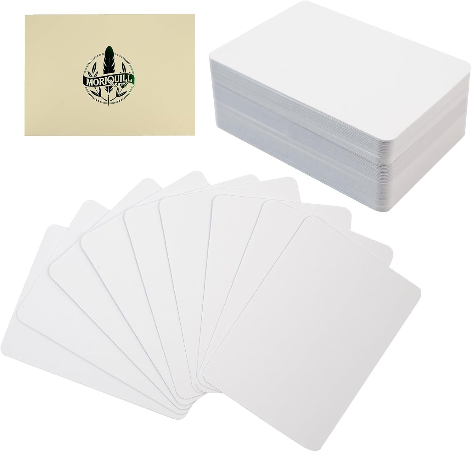 100 Sheets White ATC Cardstock – 300gsm Acid-Free Rounded Corner Artist Trading Cards, 2.5 x 3.5 in, Double-Sided Blank for Journaling Scrapbook Mixed Media & DIY Crafts