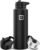 IRON °FLASK Camping & Hiking Hydration Flask with Straw, Wide Mouth Insulated Stainless Steel Sports Water Bottle – 40 oz Midnight Black