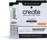 Create Single Serve Creatine Monohydrate Powder – 5g Creapure Creatine | Redefining Strength, Energy & Recovery | Sugar-Free, Vegan, Non-GMO | Unflavored, Lightly Sweetened, 0 Calories | 30 Packets