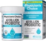 Physician’s CHOICE Probiotics 60 Billion CFU – 10 Strains + Organic Prebiotics – Immune, Digestive & Gut Health – Supports Occasional Constipation, Diarrhea, Gas & Bloating – for Women & Men – 60ct